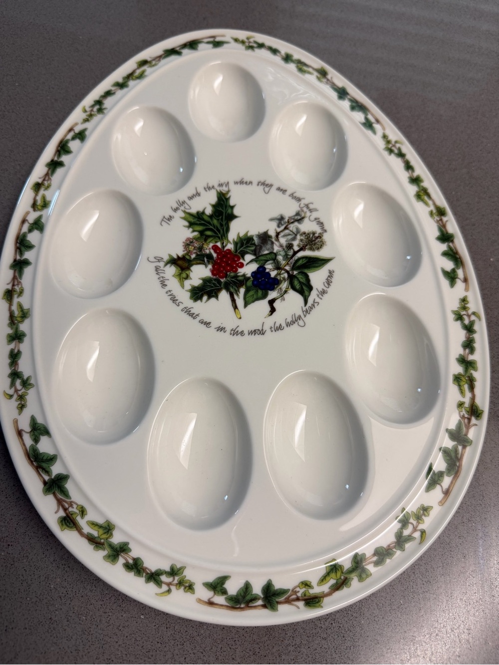 Portmeirion The Holly & The Ivy Deviled Egg Platter 9 Egg Christmas 12”